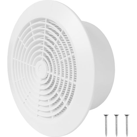 Grille D'aération Ronde - 1 Unité - Plastique Blanc - Avec Moustiquaire Intégrée - Pour Plafond Et Conduit Cvc - Diamètre 15,2 Cm (1/5)