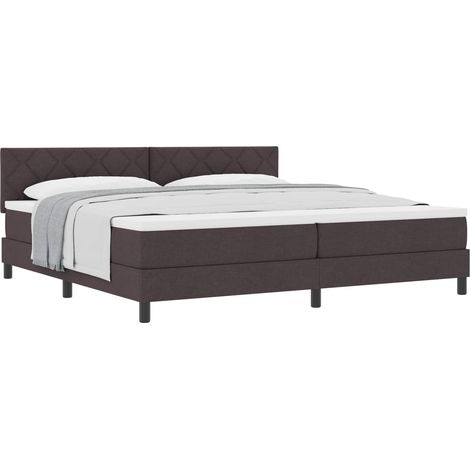 Box Spring Bed with Headboard Dark Brown 200 x 200 cm Fabric vidaXL