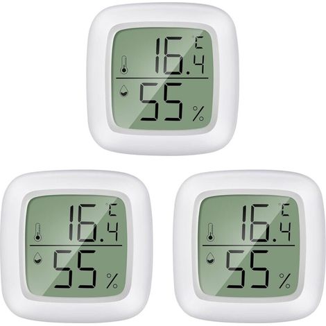 SABIR Termometre Maison 3 pièces Mini LCD Thermomètre Hygromètre Interieur de Portable -20 ℃  60 ℃, 10%  99% RH Convient pour Les Chambres D'enfants,Les Chambres de Personnes âgées etc (1/5)