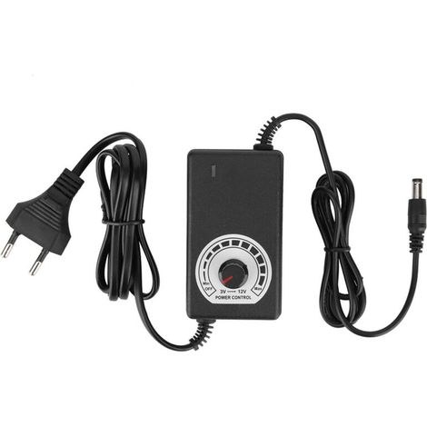 Alimentation DC 3-12V 3A Régulateur de Tension avec Variateur pour LED, 100-240V Prise EU