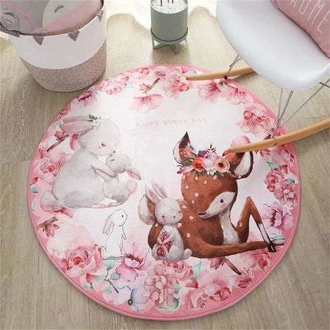 Tapis pour Antidérapant Tapis de Tapis de Pépinière Lavable Ø100cm (1/5)