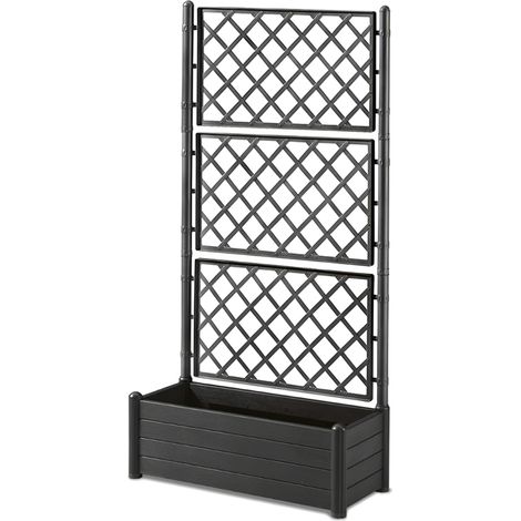 Fioriera Antracite con vaso cm 100x43 e Spalliera Grigliata separe' alta cm 195 graticola rampicante per piante e fiori per Esterni Giardini Terrazze separatore ambienti locali commerciali (1/5)