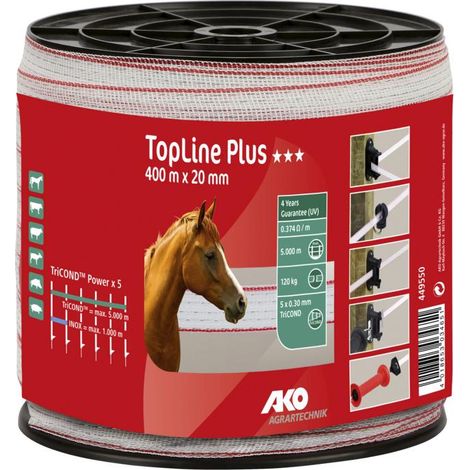 Band Top Line Plus 400m, 20mm 5x0.30TriCond, weiß/rot
