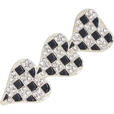 Barrette à Cheveux Cœur Strass Noir et Blanc, Accessoire Capillaire Kawaii pour Cadeau Déco (1/5)