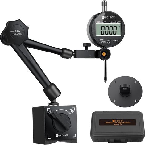 025,4 mm DTI Comparateur Numérique avec Support de Base Magnétique 0.01/.0005'' Comparateur Mécanique (Noir) (1/5)