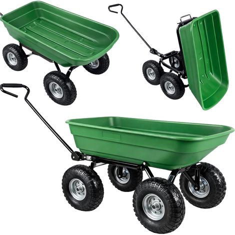 Chariot de jardin avec plateau basculant amovible, vert, 120 kg (1/5)
