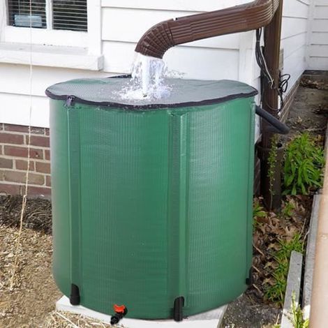 1 récupérateur d'eau de pluie, pliable, 750l, filtre inclus, pvc 500d, pour jardin