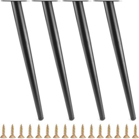 4 Pièces Pieds de Meuble en Acier 40cm, Pieds Inclinés avec Base Antidérapants pour Table Basse/Table de Chevet/Armoires/Chaises (1/5)