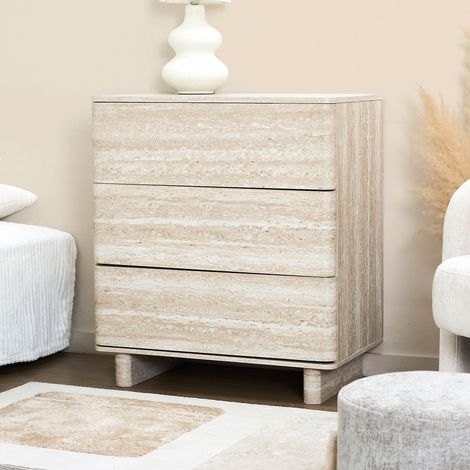 The Home Deco Factory – Commode 3 tiroirs multicolore – Lignes épurées – Ouverture à poussoir – Pour espaces modernes