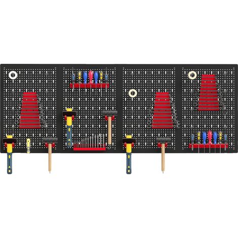 Werkzeugorganizer, Stahlkonstruktion, 4 modulare Paneele, maximale Tragfähigkeit 55 kg, einschließlich Werkzeughaltern, platzsparendes Design (1/5)