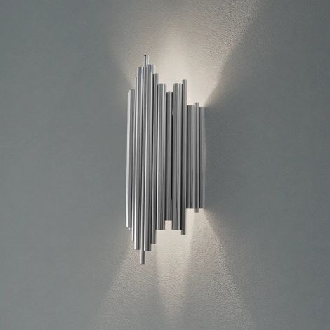 [NEUWERTIG] B-Ware Wandleuchte Reis Wandlampe Leuchte Chrom Metall Höhe 50 Cm E14 Led Dimmbar