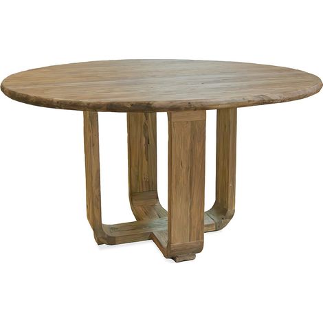 Table de salle à manger ronde teck recyclé ATLAS Ø130cm – 6 places (1/4)