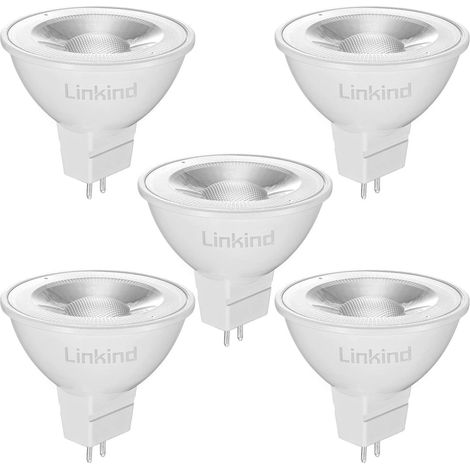 Ampoules LED GU5.3 MR16 12V, 5W Equivalent à 50W Lampe Traditionnelle, Blanc Chaud 2700K, 520LM, 36° Angle, Ampoules LED Spot 12V, Non Dimmable, Lot de 5 (1/5)
