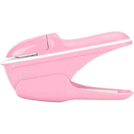 Agrafeuse sans agrafes ABS pour livres et papier, outil de reliure manuel (rose) (1/5)