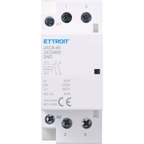 Contacteur modulaire ETTROIT DIN 2P AC 220V 40A 2 contacts NO 2NO - JX72400 (1/3)