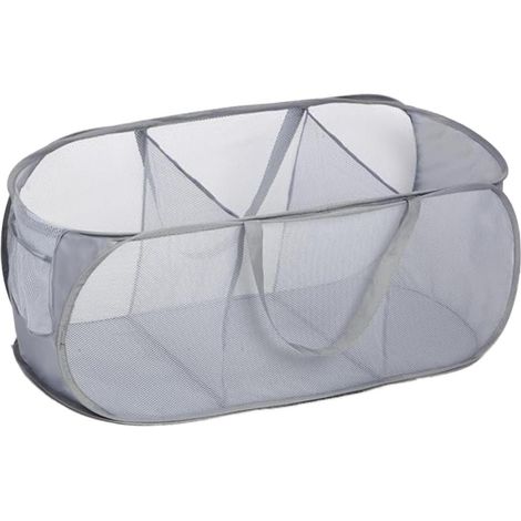 Pop Up Wäschekorb faltbar 100L mit Griff, atmungsaktiv, Grau (1/2)