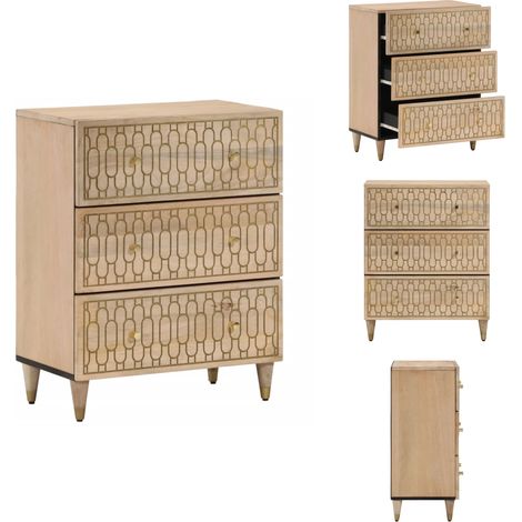 Armoire latérale 60x33x75 cm bois massif de manguier - Meuble De Rangement - Buffet - Commode - Armoire Design - Mobilier Chambre (1/5)