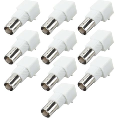 Connecteurs BNC Femelles À Angle Droit Pour Montage Sur PCB Avec Écrou, Connecteurs De Cloison En Plastique Blancs, Fiches De Circuit Imprimé 2P (1/5)