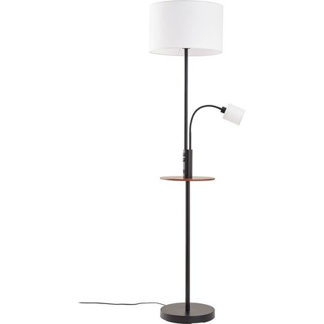 Lampadaire Tissu avec une connexion USB (Moderne) en Noir Métal e. a. pour Salon & Salle à manger (1 lampe,à E27), Sur Pied Lampe a de Sol (1/5)