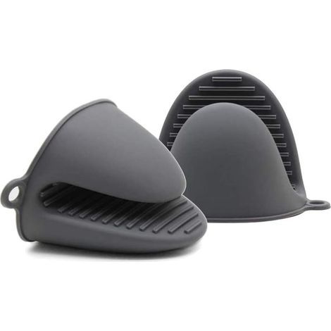 GENERIC-2 Paire Gant de cuisine épais en silicone résistant à la chaleur pour la cuisson, la cuisson, les barbecues et les grillades (gris) (1/5)