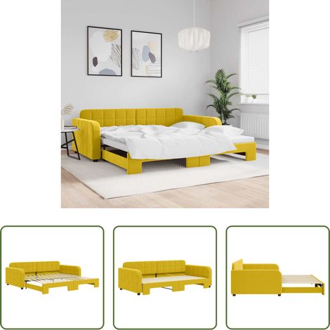 Schlafsofa - Tagesbett Ausziehbar Gelb 100x200 cm Samt (1/5)