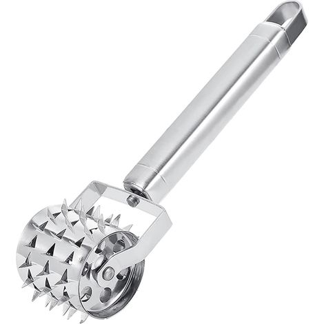 19 cm Attendrisseur de Viande, Acier Inoxydable Argenté Marteau à Viande, Rouleau Type Attendrisseur de Viande