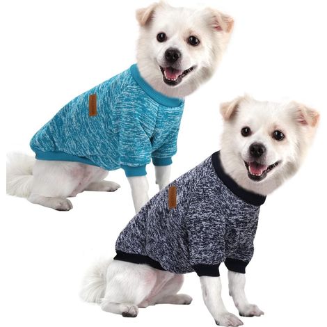 2 Pull Chien,XL,Coton Stretch,Doublure Velours,Chaud Léger,Petite Race (1/5)