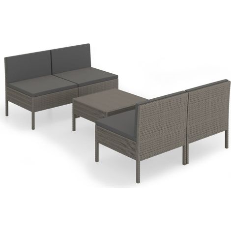 Maison Exclusive - 5-tlg. Garten-Lounge-Set mit Auflagen Poly Rat