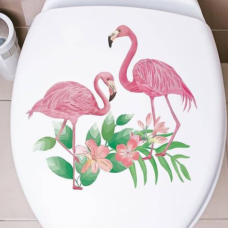 Dww - Sets de table roses romantiques à motifs de flamants roses et de feuilles, autocollants décoratifs pour salle de bain, chambre et toilettes (1/4)