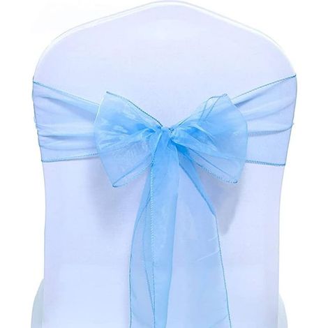 Lot de 10 nœuds décoratifs pour chaises, à nouer derrière le dossier, pour mariages, réceptions et banquets, bleu lac (1/5)