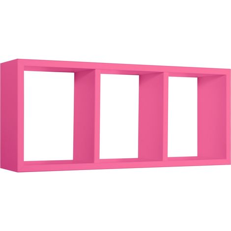 Mensola cubo 3 scomparti scaffale fuxia soggiorno salotto camera moderno Tristano