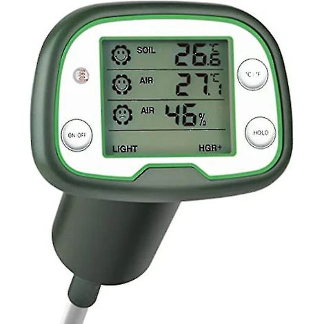 Misuratore digitale del terreno 4 in 1: temperatura del suolo e dell'aria, luce e umidità. (1/3)