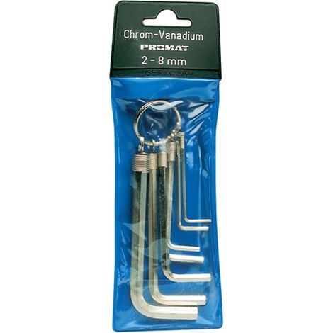 Winkelschraubendreher Satz 7tlg. 6KT SW2-8mm ISO2936 PROMAT i.Ku.-Tasche