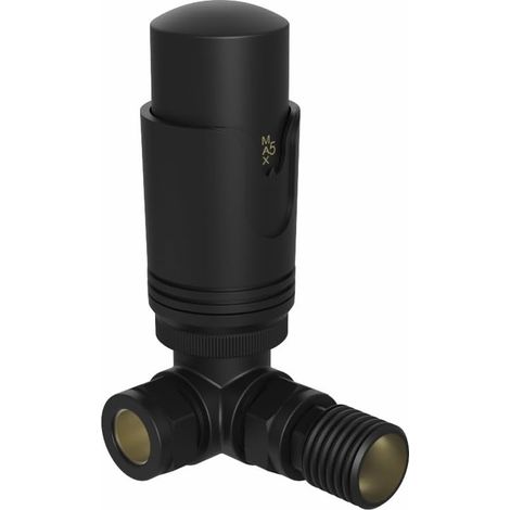 WarmeHaus Thermostatic Radiator Valve Corner TRV 1 x 15mm Black