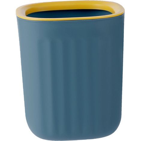 Poubelle de bureau avec anneau de pression, poubelle de comptoir de bureau à la mode pour dortoir et bureau, bleu jaune (1/5)