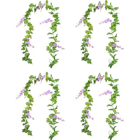 Glycine Artificielle - Guirlande Fleurie en Soie et Plastique Vert - Décoration Extérieure Jardin Mariage Fête - Lot de 1 (1/5)