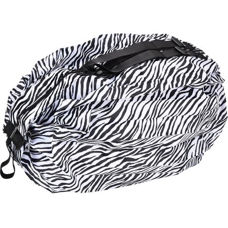 Sac cabas élégant et réutilisable en tissu Oxford, portable, pliable, grande capacité, imperméable, à rayures zébrées. (1/5)