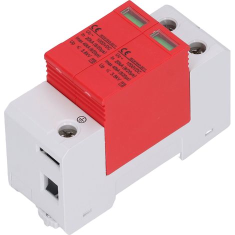 Parafoudre DC photovoltaïque SGSP-40 rouge et blanc, protection 1000V, 2P, 40KA, lot avec GS11853-02, parafoudre solaire 40kA. (1/5)