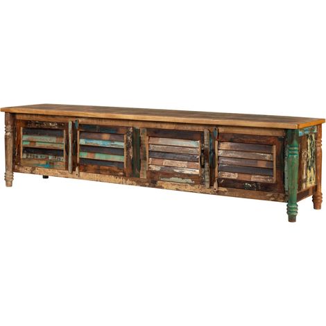 Mobile Tv in legno di legno riciclato 220x50x55 laccato multicolore FABlE 34