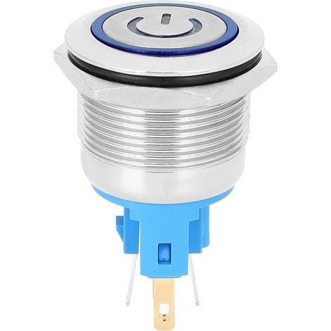 2 pièces 22mm AC220V 6 broches bouton poussoir interrupteur IP65 niveau de Protection réinitialiser avec SignBlue (1/5)