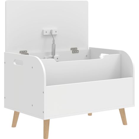 Coffre à jouets enfant - 60x40x43 cm, blanc - Couvercle rabattable et compartiment ouvert - Coffre de rangement pour chambre d'enfant - Design pratique et sécurisé (1/5)