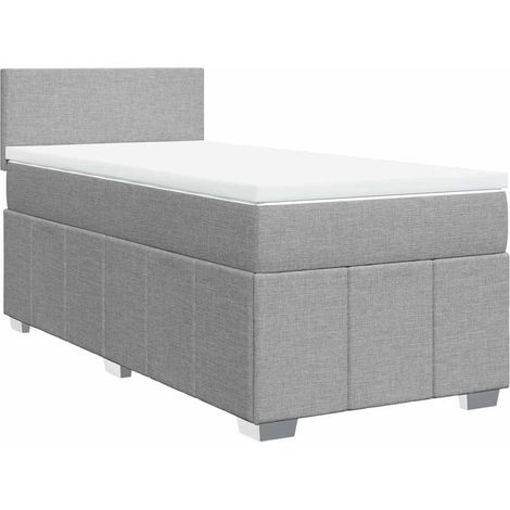 Maison Exclusive - Cama box spring con colchón tela gris claro 80 (1/5)