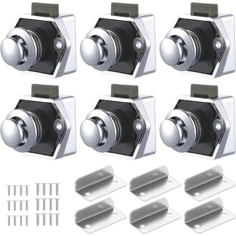 6 PCS Bouton Poussoir Loquet, Serrure Tiroir et Verrou Porte Placard, Loquet de Verrouillage de Porte Sans clé pour Camping-car, Yachts, Bateau, Caravane (1/5)