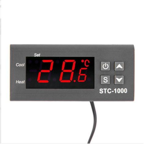 1 Pièce Régulateur de température numérique AC 110 V220 V 10 A, Affichage LED numérique, Thermostat de Refroidissement de Chauffage, 2 Sorties Relais avec sonde de capteurs NTC 10 K de 1 m