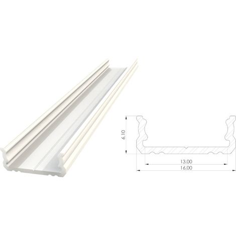 AL12-GLS1-LW-1000: Oberfläche ALU-Profil weiß lackiert 6x16mm 1000mm OBERFLÄCHE weiß lackiert