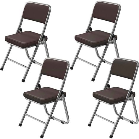 Lot de 4 Chaises Pliantes en Simili Cuir Pieds Chromés Luxe – Design Moderne pour Cuisine/Bureau/Salle de Réunion Confort Ergonomique & Nettoyage Facile – Stockage Compact (1/5)