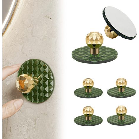 BEBUSINGOTO 6er-Pack selbstklebende Schrankknöpfe, Acryl-Spiegeltürknöpfe in Rautenform, Glasvitrinen-Schiebetüren, Schubladenknöpfe ohne Bohren (grün) (1/5)