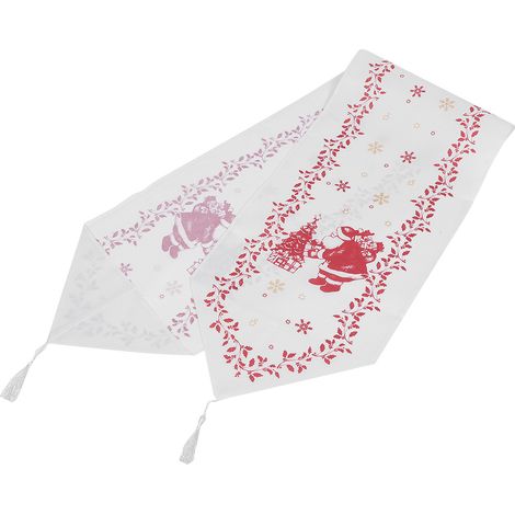 Tapis de table Noël Père Noël motif tissu imprimé nappe déco bureau 180x35 cm (1/5)