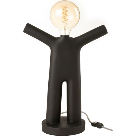 Lampe bonhomme en résine noire (1/5)