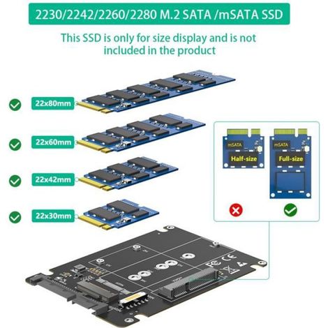Adaptateur SSD 2 en 1 Combinant M.2 NGFF Key B et MSATA Vers 2,5 Pouces SATA 3 Adaptateur Convertisseur Boîtier SSD Externe (1/5)